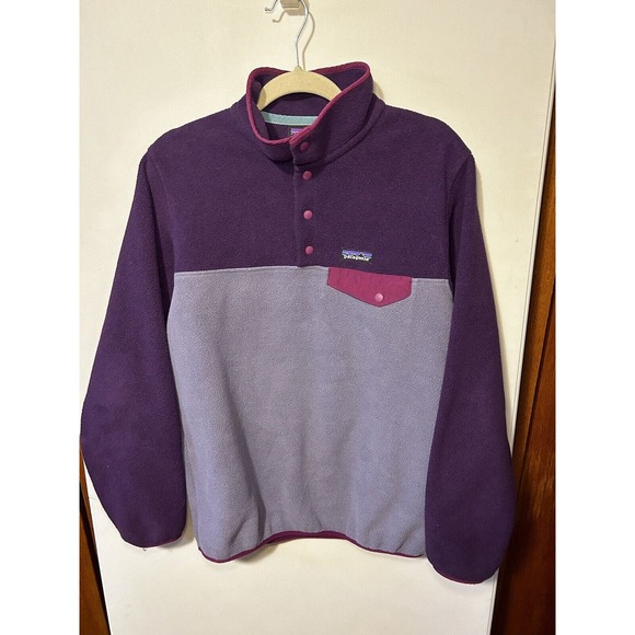 Patagonia Women's Synchilla Purple Fleece Snap T Pullover Size Medium - Picture 1 of 5